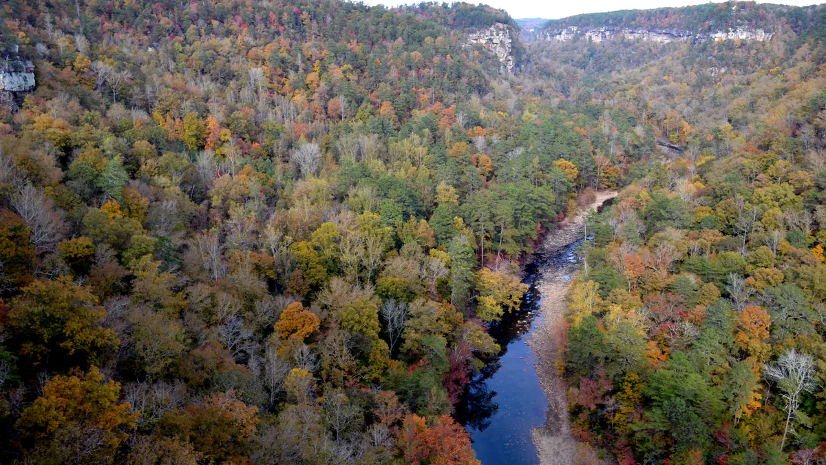 Autumn color across Little River Canyon from Wolf Creek Overlook, Alabama